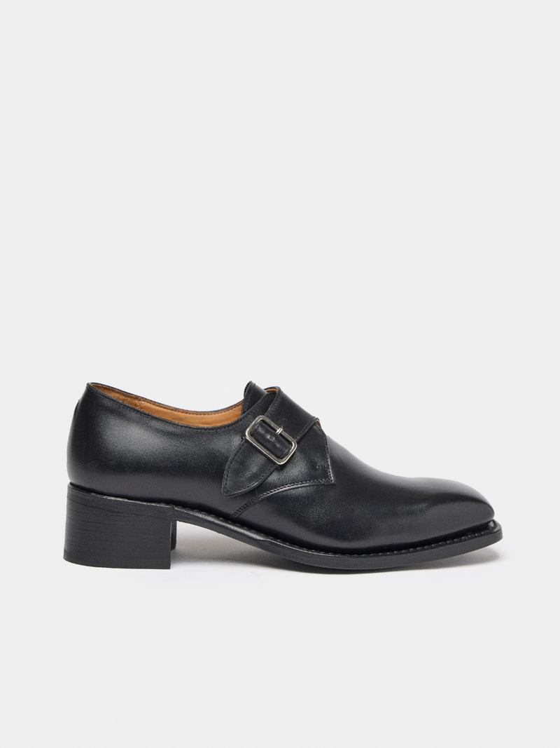 PEDESTRIAN Single Monk Strap. Black. Men