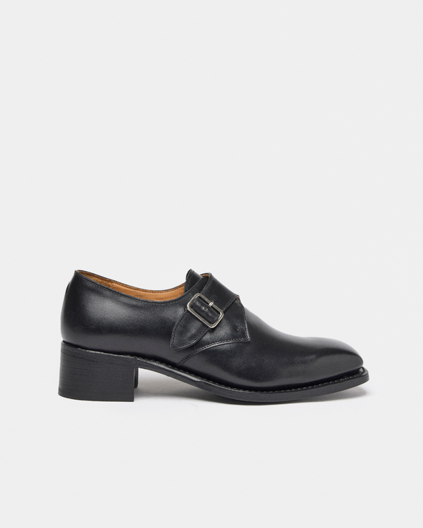 PEDESTRIAN Single Monk Strap. Black. Men