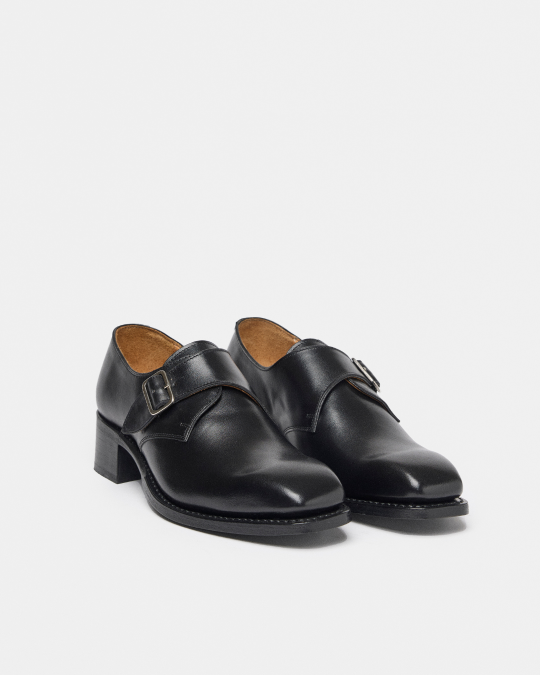 PEDESTRIAN Single Monk Strap. Black. Men