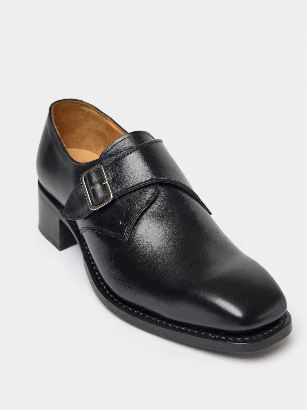 PEDESTRIAN Single Monk Strap. Black. Women