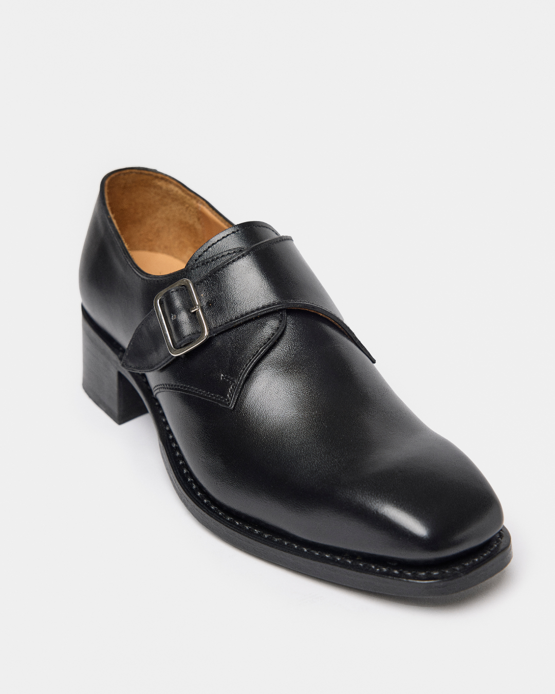 PEDESTRIAN Single Monk Strap. Black. Men