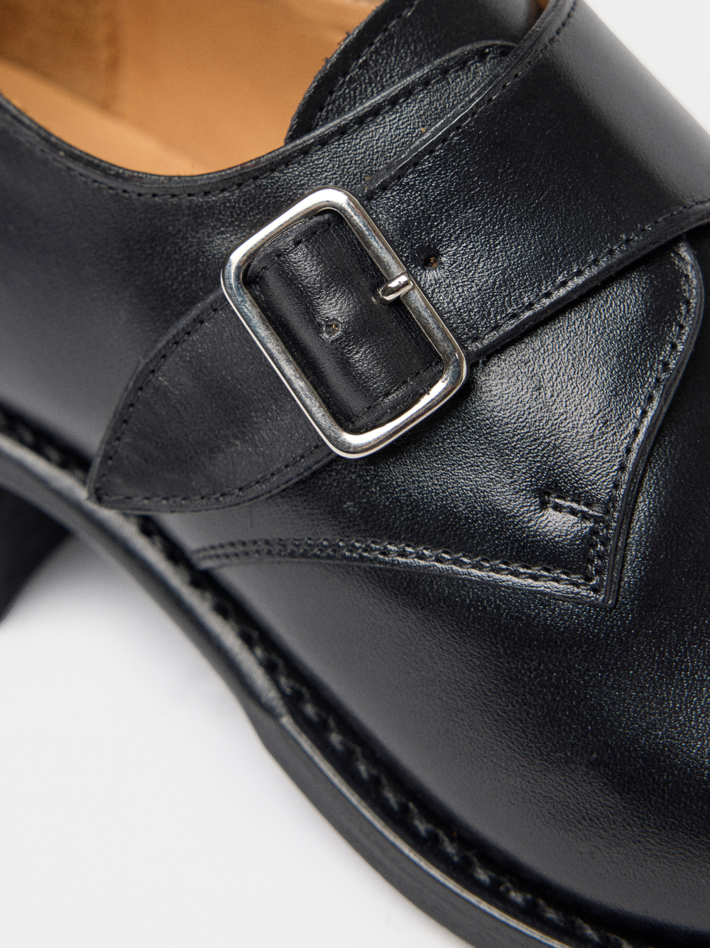 PEDESTRIAN Single Monk Strap. Black. Women