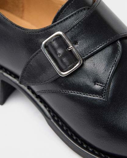 PEDESTRIAN Single Monk Strap. Black. Men
