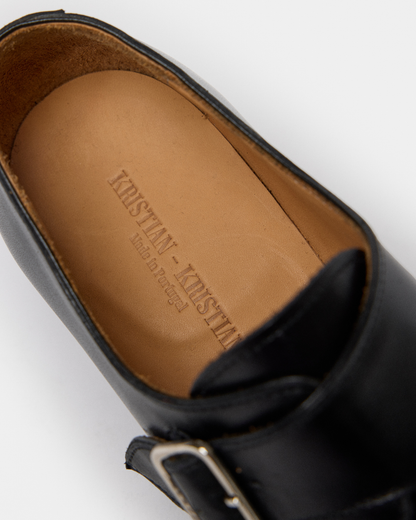 PEDESTRIAN Single Monk Strap. Black. Men